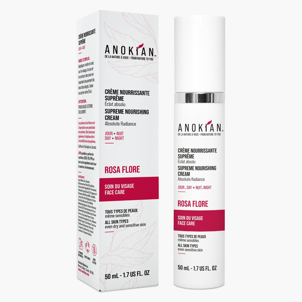 Crème visage suprême Rosa Flore à la rose sauvage - Anokian Nature