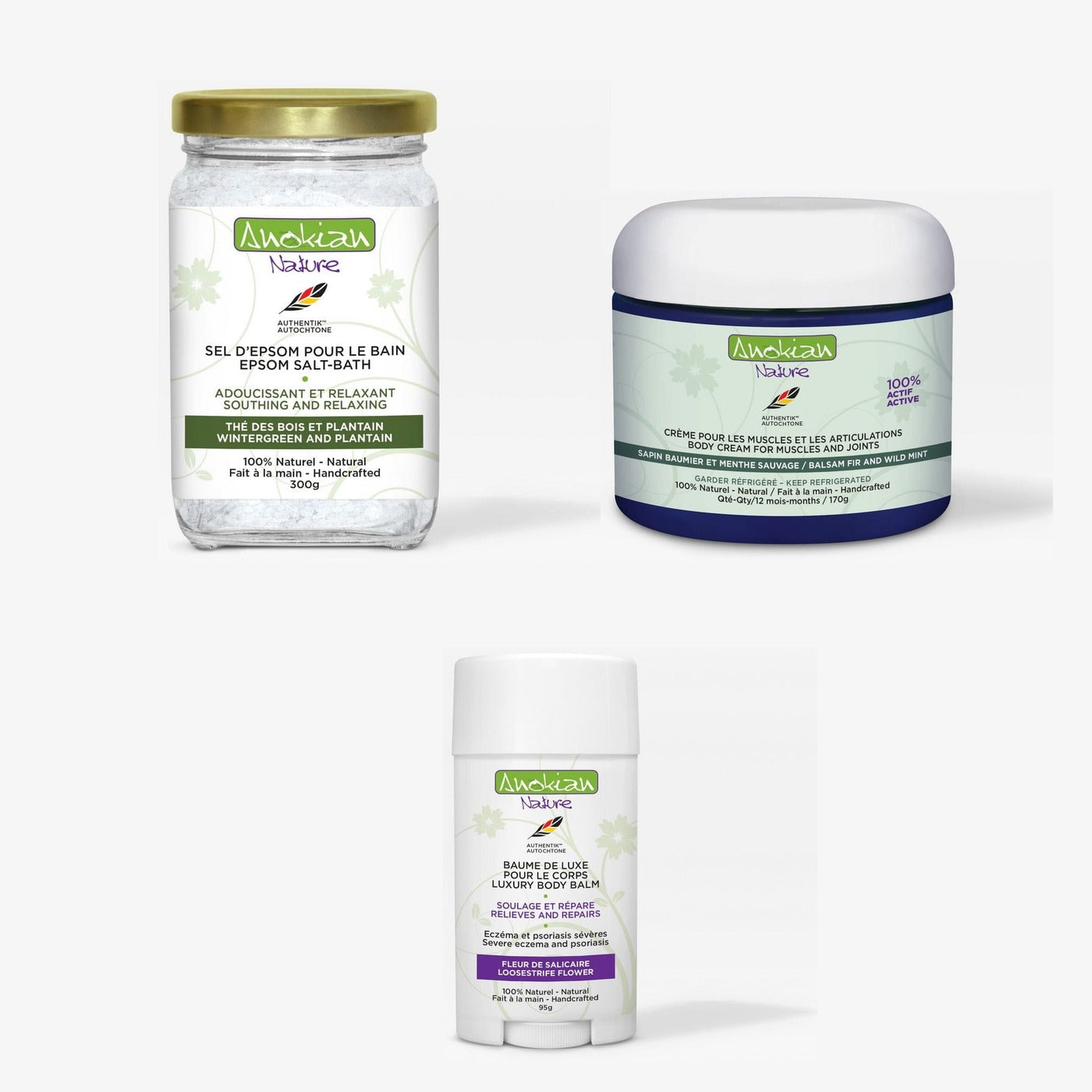 Trio Détente & Récupération - coffret sel de bain, crème sapin et baume boréal Anokian