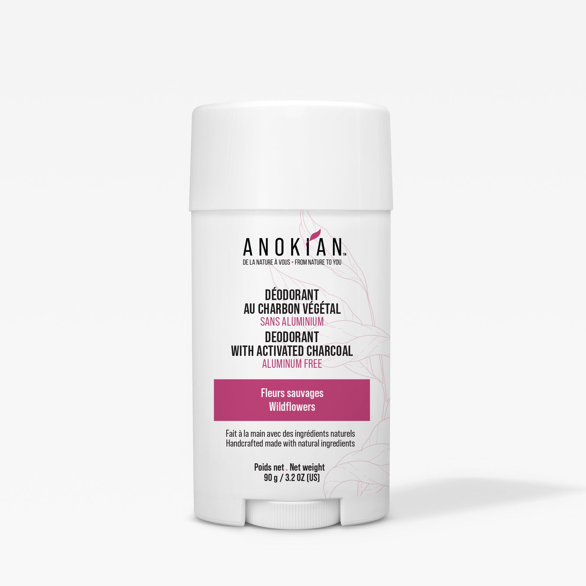 Déodorant naturel fleur sauvage sans aluminium charbon végétal Anokian