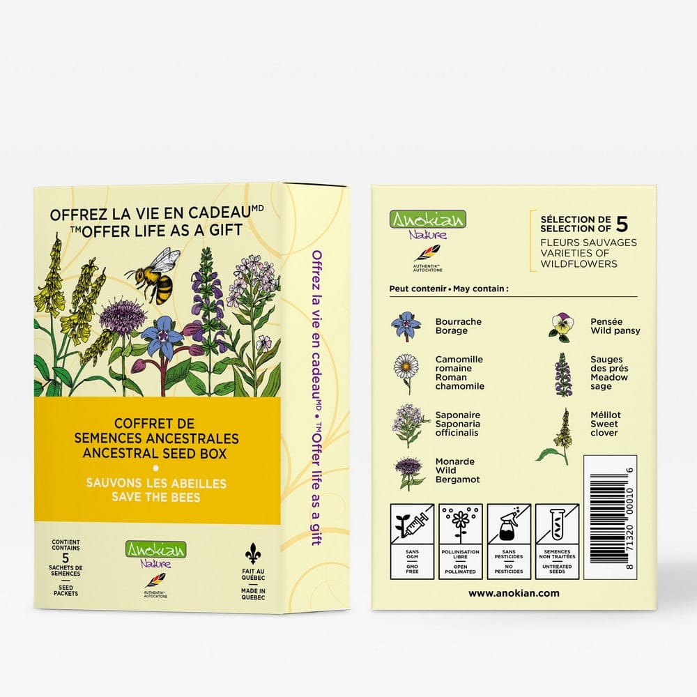 Coffret de semences de fleurs mellifères Sauvons les abeilles par Anokian Nature
