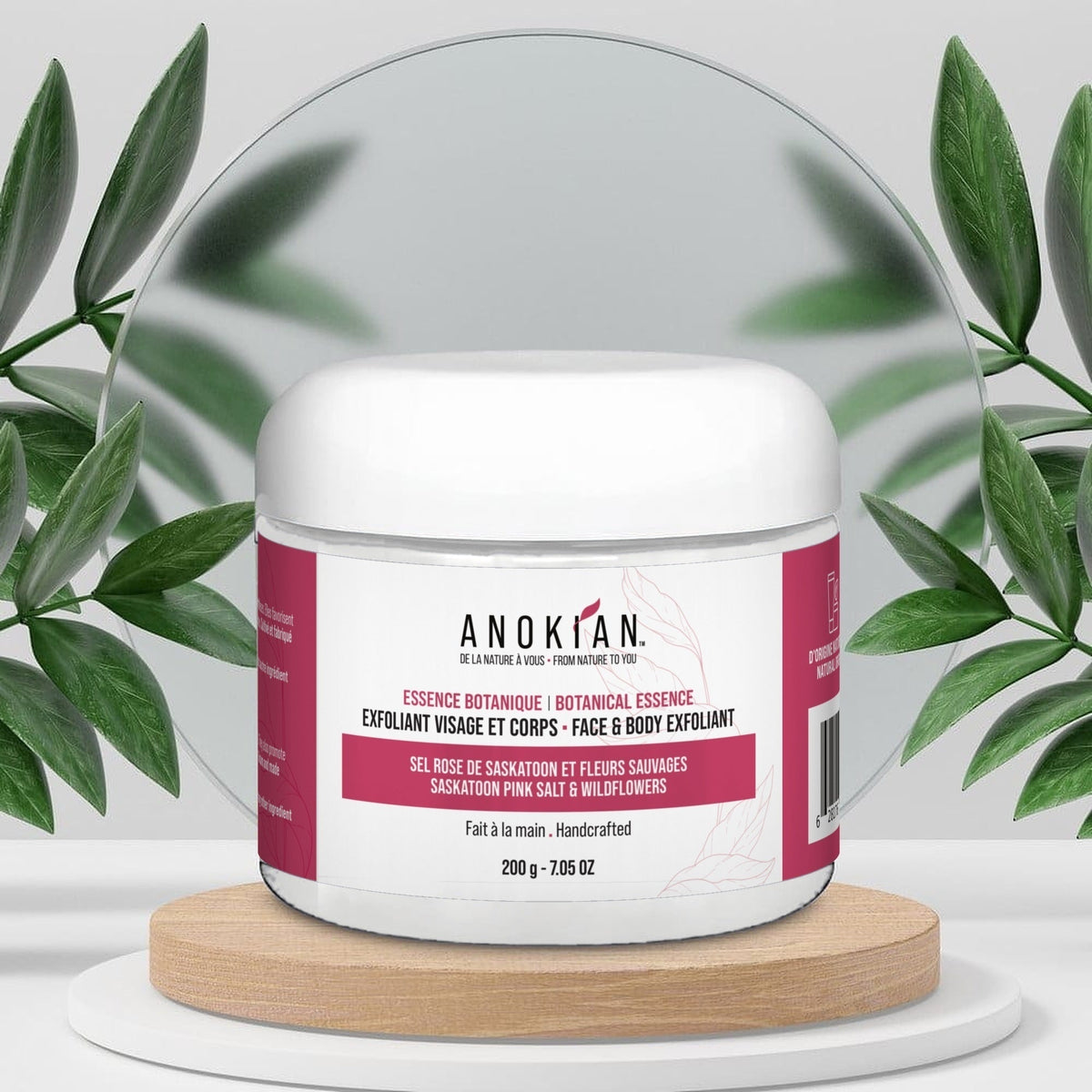 Exfoliant au sel rose de Saskatoon, nouveau pot blanc 200 g
