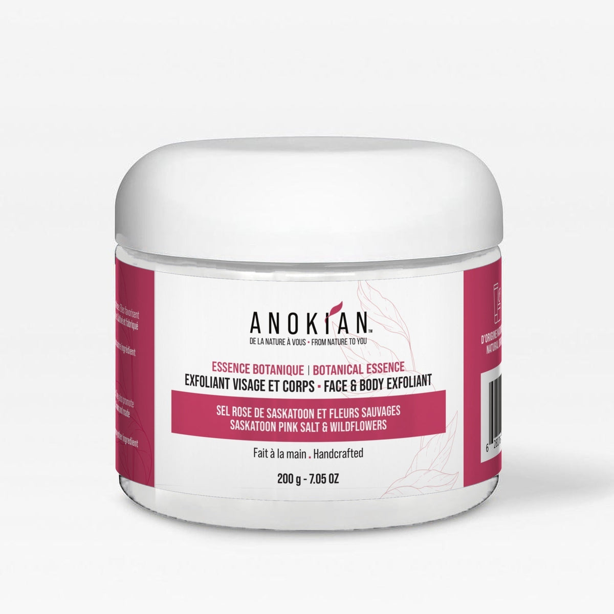 Exfoliant visage et corps en pot blanc de 200 g, Anokian