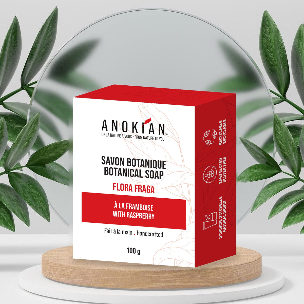 Savon Flora Fraga à la framboise, fait à la main au Québec