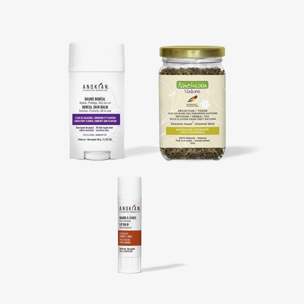 Gentle New Mom Trio: Boreal Balm, Wild Chamomile tea and raspberry lip balm
