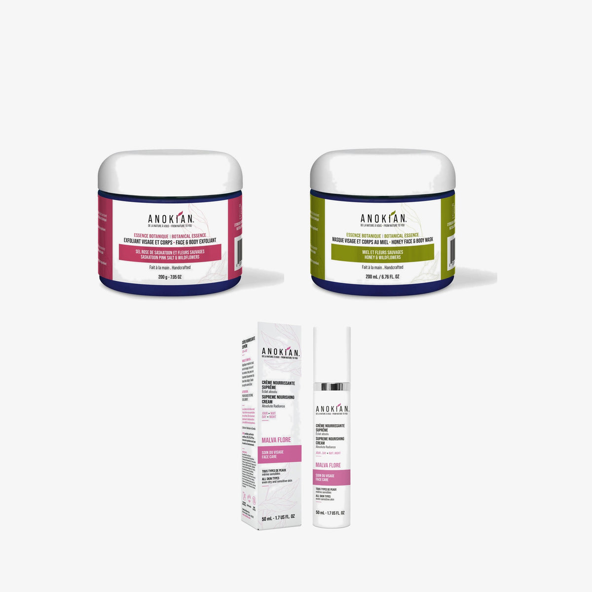 Trio Rituel Exfoliant Malva Flore : exfoliant, crème visage et masque au miel